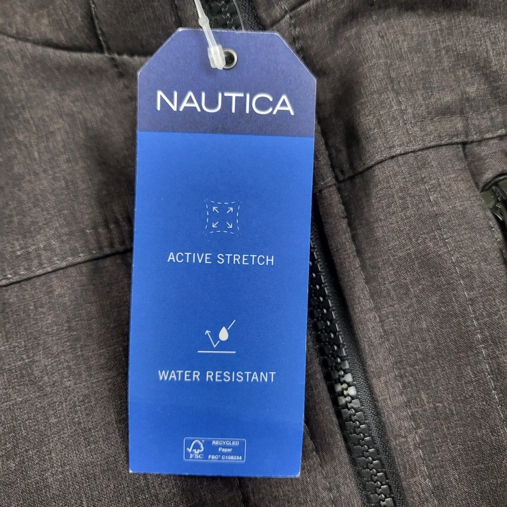 Nautica Performance Hooded Jacket Men S Water Resistant Wind Resistant Dark Gray